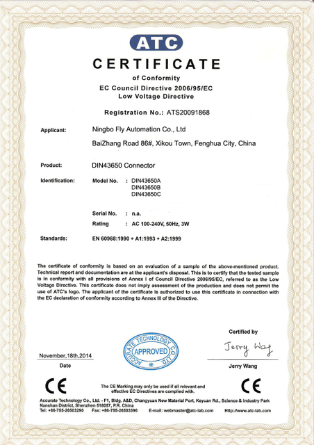 ningbo fly automation co.,limited CE 43650